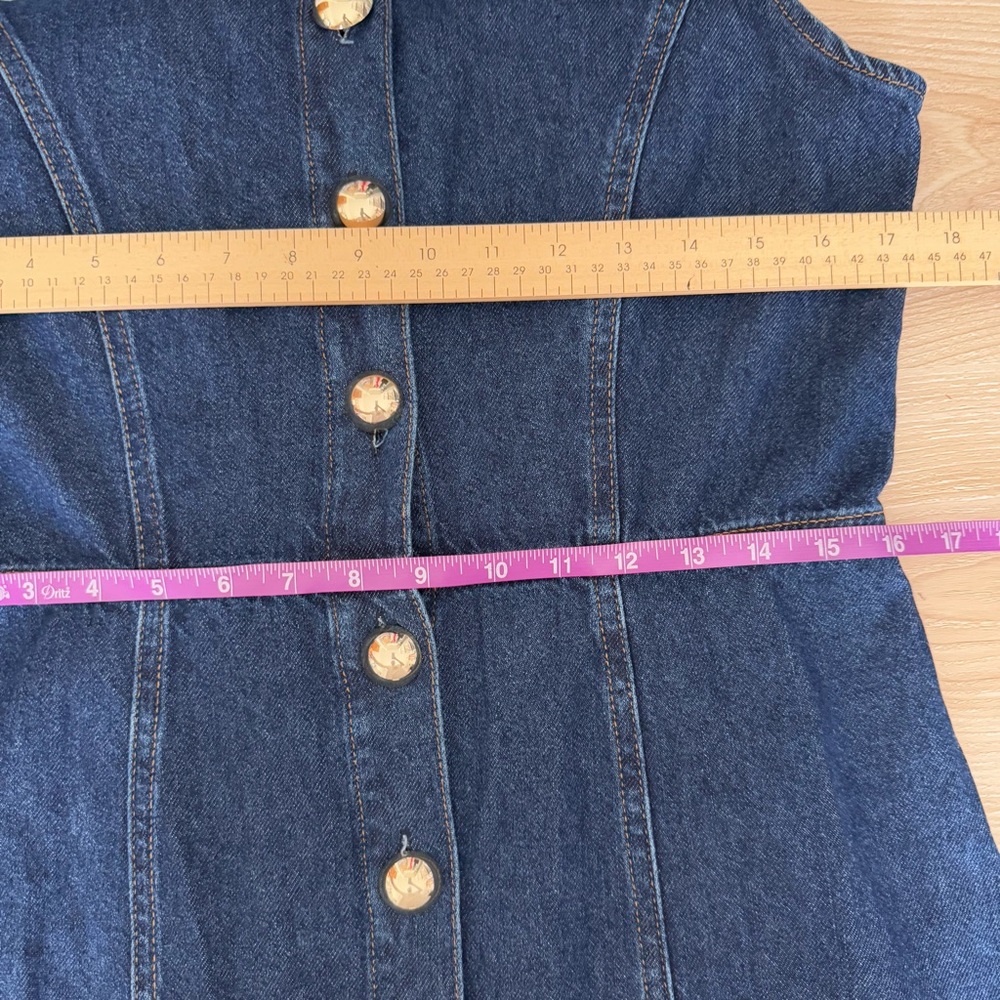 Reformation 10 Roswell Denim Midi Dress Organic Cotton Fitted Business Casual - Picture 8 of 10